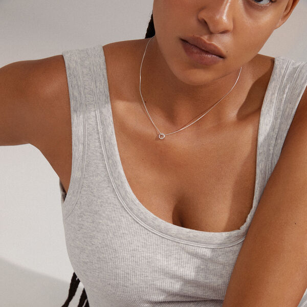 ROGUE Recycled Crystal Halo Necklace, silver, Pilgrim