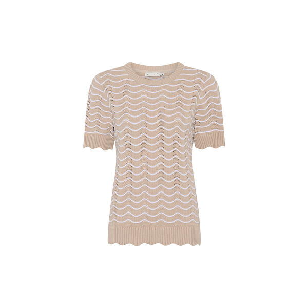 Basic Cotton Wave Knit, white/sand stripe, Micha