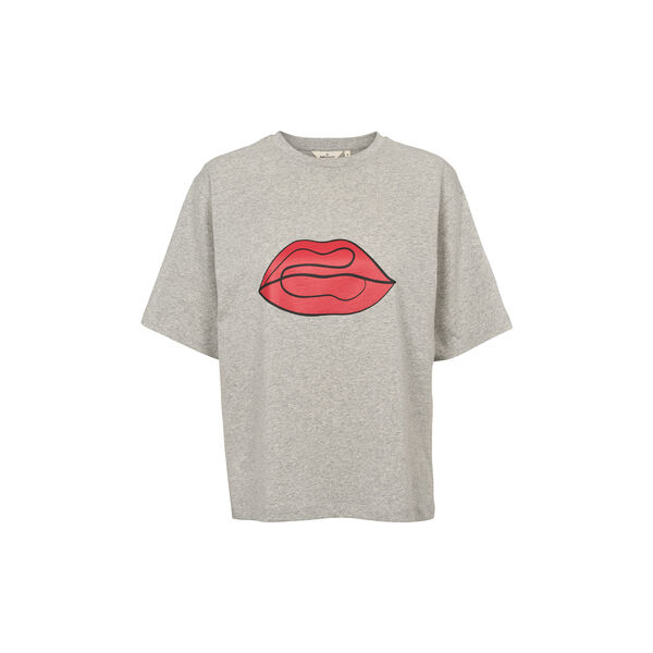 Raja Tee Red Lip, grey mel./red lip, Basic Apparel