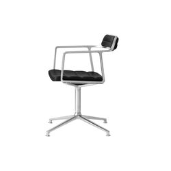 VIPP452 Drehstuhl mit Gleitern, schwarz/poliertes Aluminium, Vipp