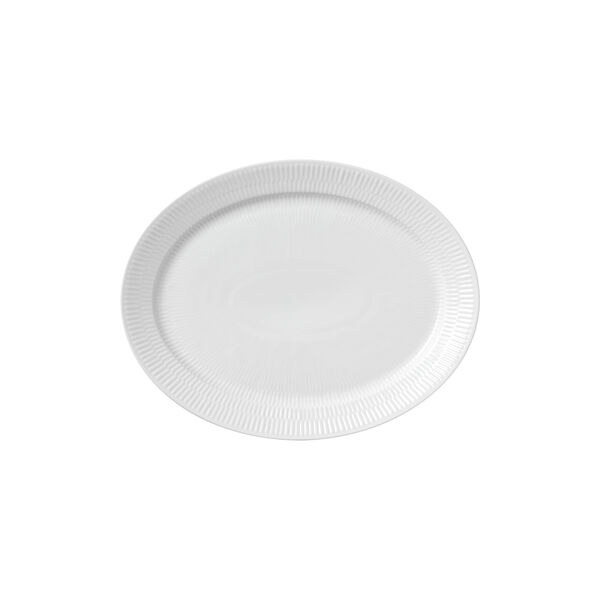 Weiß Gerippt ovaler Teller, 33 cm, Royal Copenhagen
