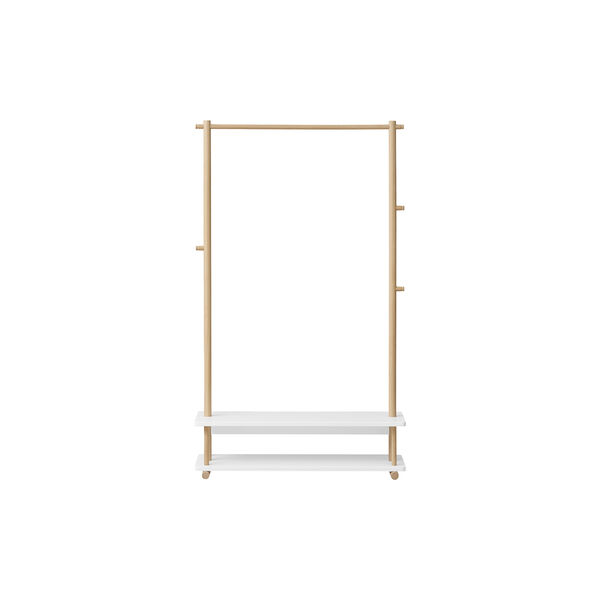 Camp Clothes Rail, white/oak, Oliver Furniture