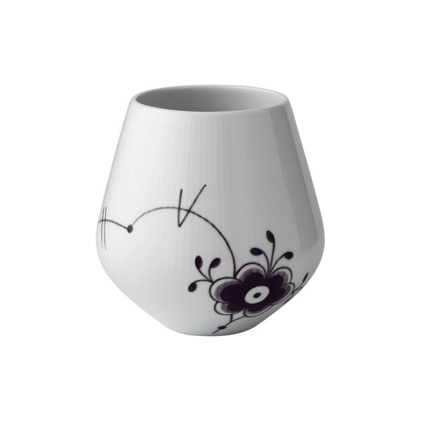 Mega Schwarz Gerippt Vase, 15 cm, Royal Copenhagen