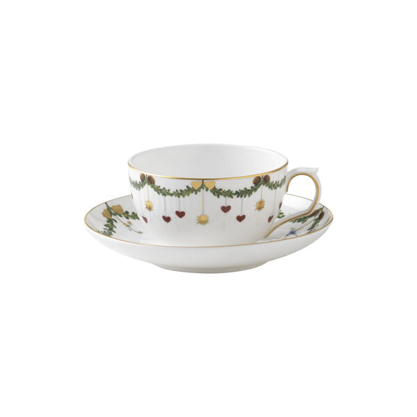 Star Fluted Christmas Tasse und Untertasse, Royal Copenhagen
