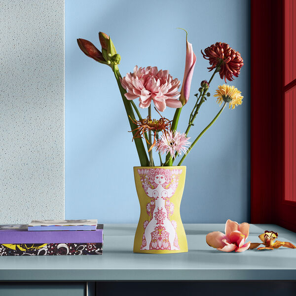 Nina Vase, gelb/pink, Bj&oslash;rn Wiinblad