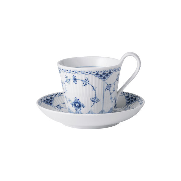 Musselmalet Halbspitze Tasse mit Untertasse, Royal Copenhagen
