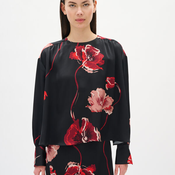 DawnIW Blouse, black poppy rose, InWear