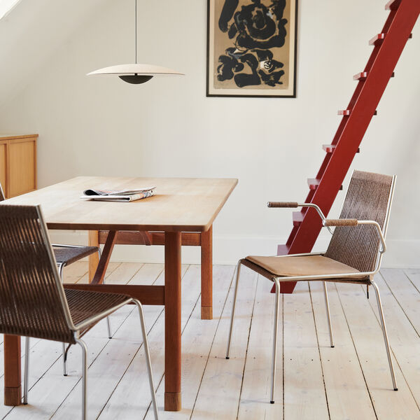 Noel Armrest Chair, steel/black linen, Thorup Copenhagen