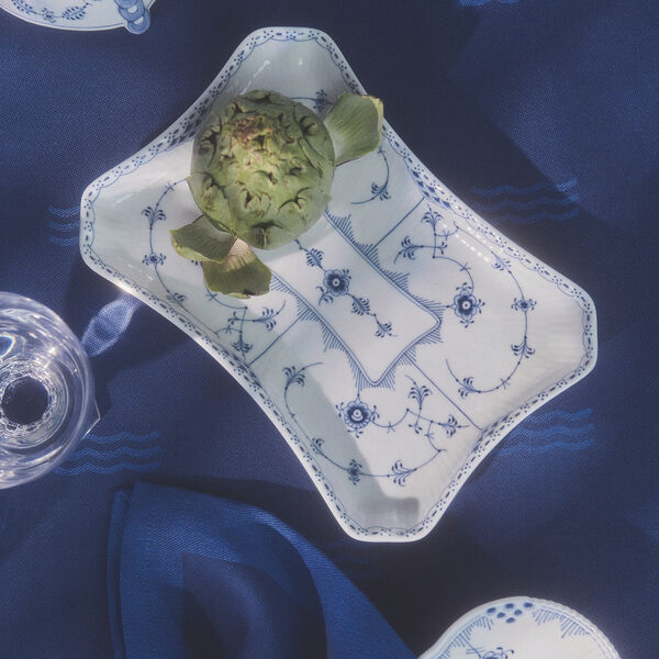 Musselmalet Halbspitze rechteckige Platte, Royal Copenhagen