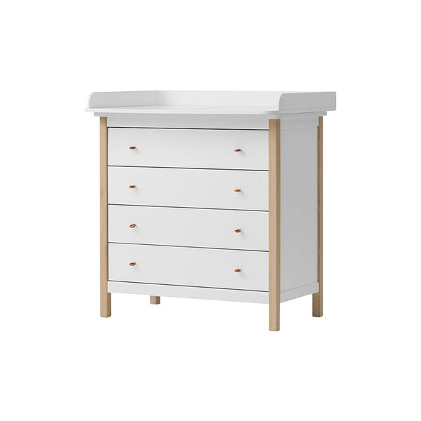 Wood Nursery Dresser 4 Drawers, white/oak Wood Nursery Dresser 4 Drawers, white/oak, Oliver Furniture