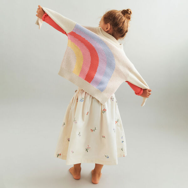 Rock Nora, ivory Blumenstickerei, Wheat