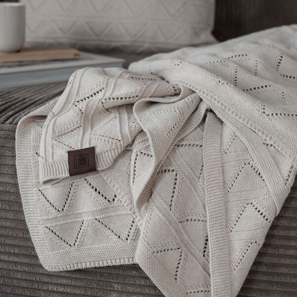 Knitted Cushion Mauntain, beige melange, By LOHN