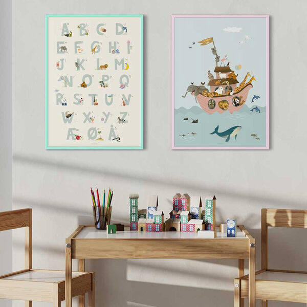 Blaues d&auml;nisches Alphabet-Plakat, ViSSEVASSE