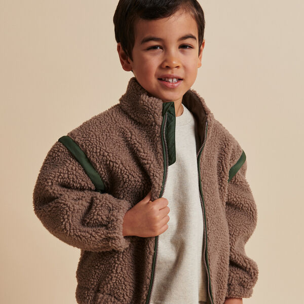 Teddyjacke mit abnehmbaren &Auml;rmeln, natural/green comb., Copenhagen Colors Organics