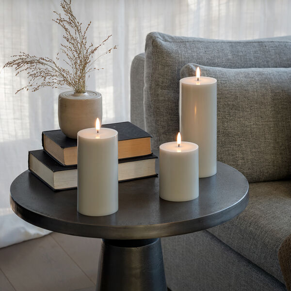 LED-Blockkerze 15 cm, Austerngrau, Uyuni Lighting