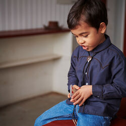 Kariertes Cowboy-Hemd, brown/blue check comb., Copenhagen Colors Organics