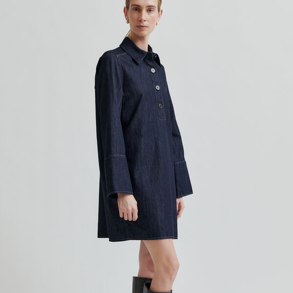 Dera Denim Tunic Dress, dark blue denim, Second Female
