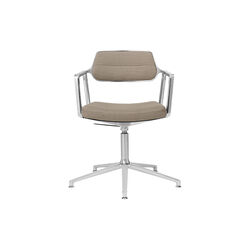 VIPP453 Drehstuhl mit Gleitern, dunkelsandfarben/poliertes Aluminium, Vipp