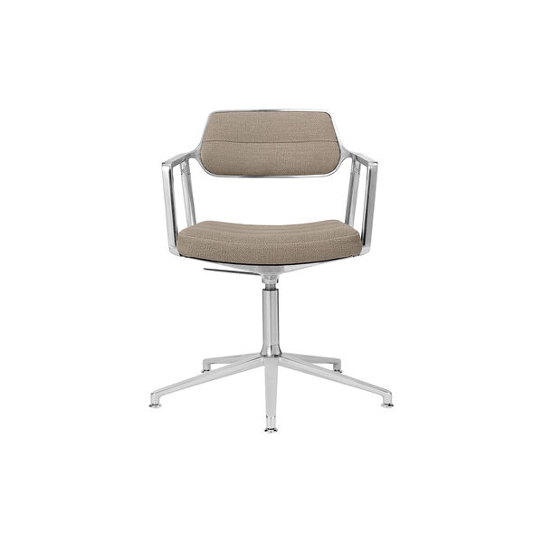 VIPP453 Drehstuhl mit Gleitern, dunkelsandfarben/poliertes Aluminium VIPP453 Drehstuhl mit Gleitern, dunkelsandfarben/poliertes Aluminium, Vipp