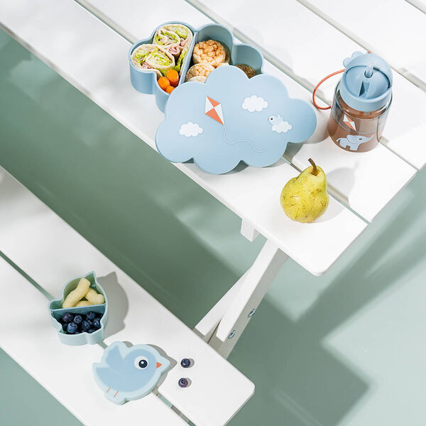 Spielplatz-Snack & Brotdose mit Trinkflasche, blau, Done by Deer