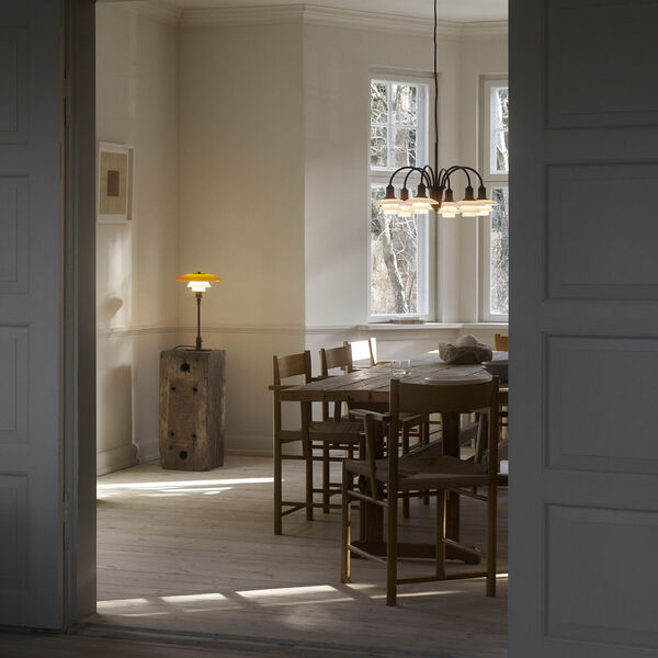 PH 1/1 Chandelier Centenary Edition 6-Armed, aged brass/dusty terracotta, Louis Poulsen