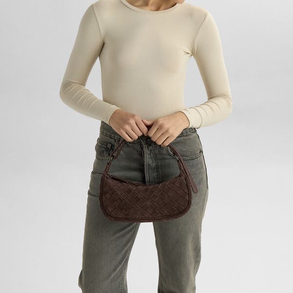 Mini MuseMBG Tasche Sue. Geflochten, dark brown, Markberg