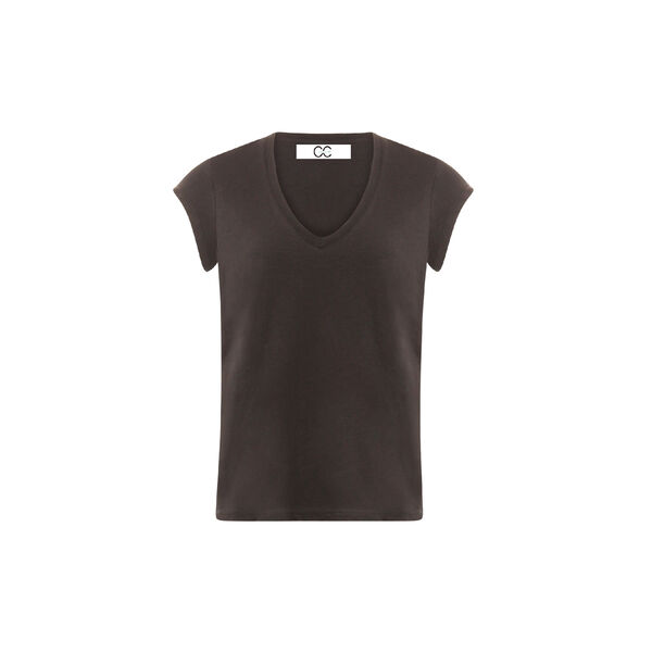 CC Heart Basic T-Shirt mit V-Ausschnitt, black, Coster Copenhagen