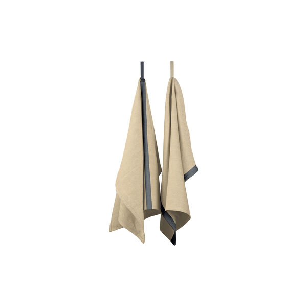 Tea towel herringbone twill 2 stk., taupe/blue, EKTA Living