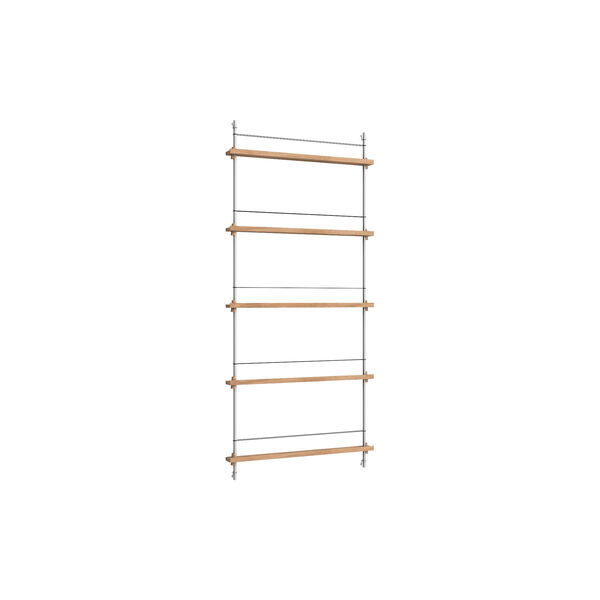 Magazine Shelving Tall, oak/stainless steel, MOEBE