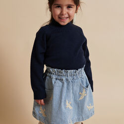 Garngefärbter Twill-Rock mit Stickerei, denim blue stripe, Copenhagen Colors Organics