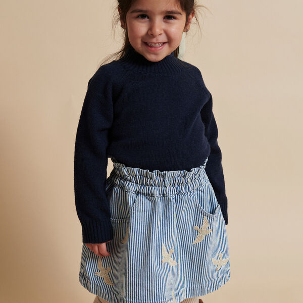 Garngefärbter Twill-Rock mit Stickerei, denim blue stripe, Copenhagen Colors Organics