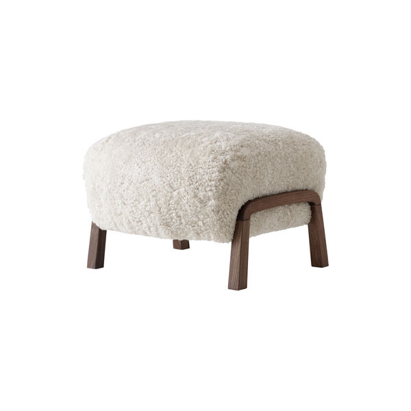 Wulff ATD2 Lounge Chair and ATD3 Pouf, sheepskin moonlight/oiled walnut, &Tradition