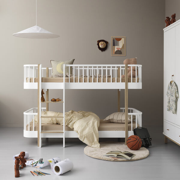 Wood Original Low Bunk Bed 90x200 cm, white/oak, Oliver Furniture