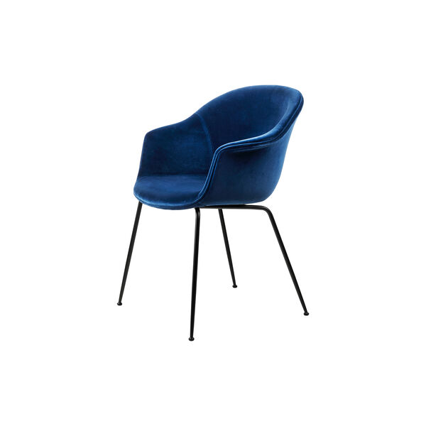 Bat Esszimmerstuhl, voll gepolstert, Samt 420/schwarz matt, GUBI