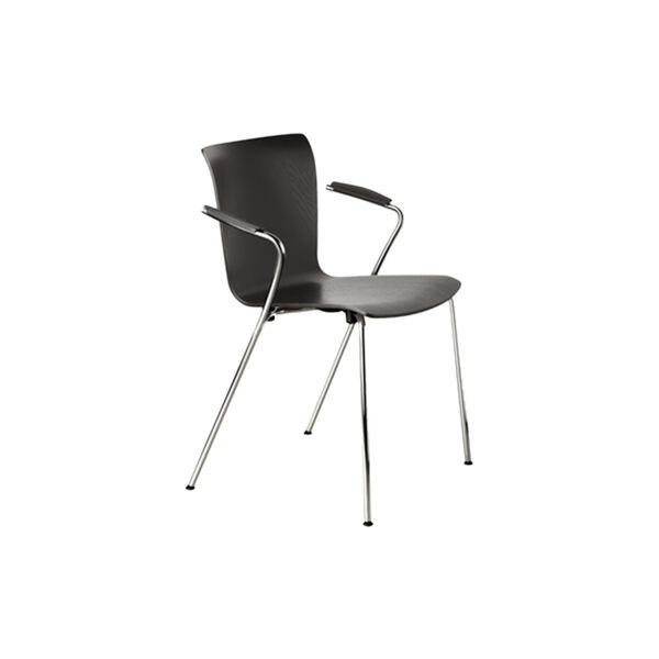 Vico Duo&trade; VM111 Esszimmerstuhl, schwarz lackierte Esche/chrom, Fritz Hansen