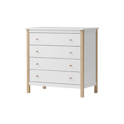Wood Dresser 4 Drawers, white/oak, Oliver Furniture