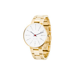 Bankers Wrist Watch, white/gold/gold, Arne Jacobsen Watches