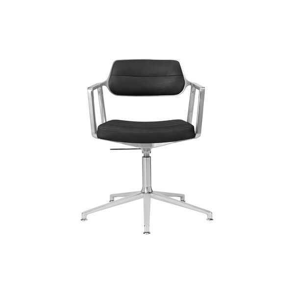 VIPP453 Swivel+ Stuhl mit Gleitern, schwarz/poliertes Aluminium, Vipp