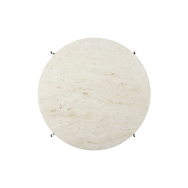 TS Couchtisch &Oslash;55, neutralwei&szlig;er Travertin/Stahl, GUBI