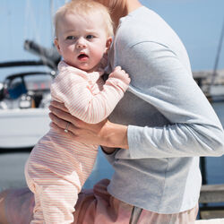 Baby Body Stripe, coral/offwhite, Serendipity