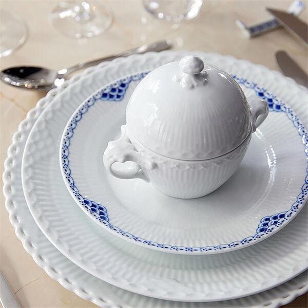 Weiß Gerippt Vollspitze Teller Ø 27 cm, Royal Copenhagen