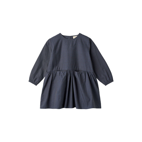 Kariertes Kleid mit Schleife am Rücken, brown/blue check comb., Copenhagen Colors Organics