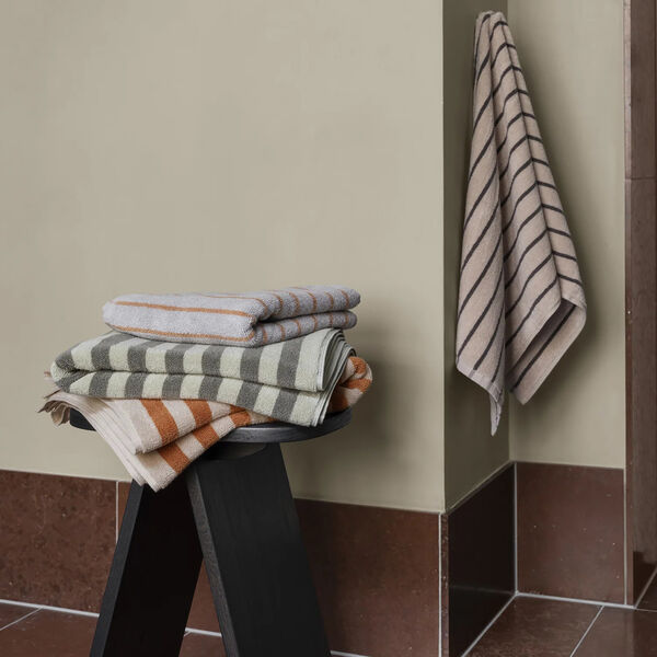 ARTO Bath towel thick stripes, desert sage/agave green, Blomus