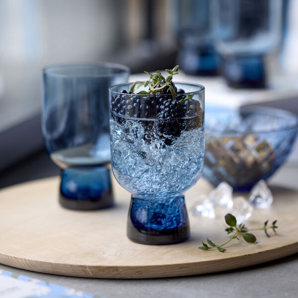 Sorrento water glass 4 pcs, blue, Lyngby Glas