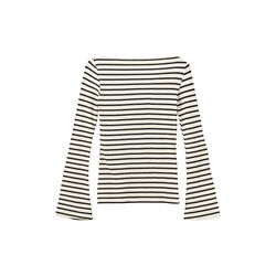 CeceSW Langarm-T-Shirt mit U-Boot-Ausschnitt, white black striped, Sofie Schnoor