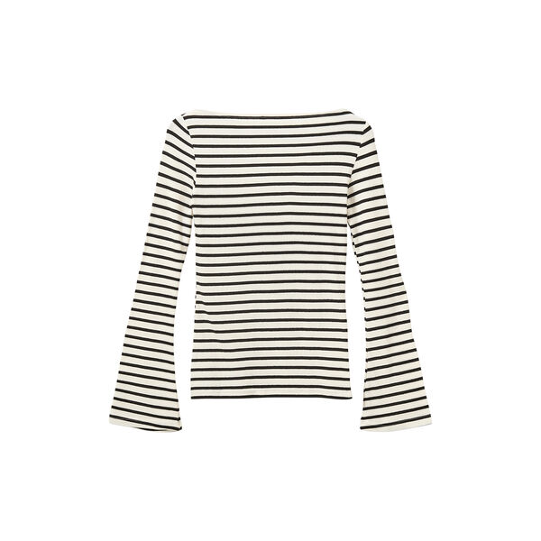CeceSW Langarm-T-Shirt mit U-Boot-Ausschnitt, white black striped, Sofie Schnoor