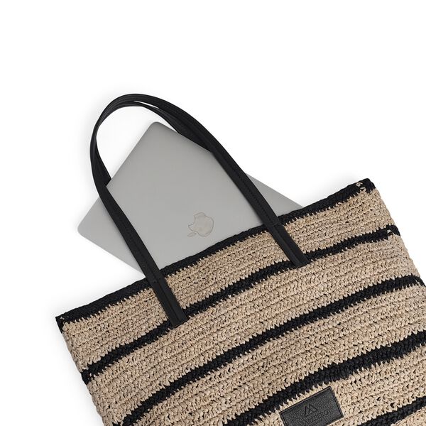 AvaniMBG Shopper, Raffia, natural/black mix w/black, Markberg