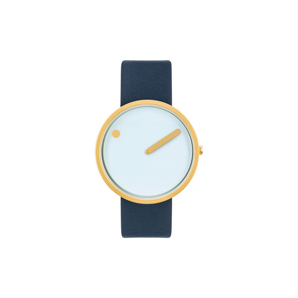 PICTO Wrist Watch, light blue/matt gold/midnight blue, Picto
