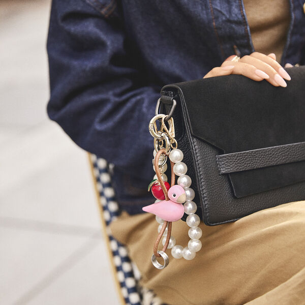 Vogel-Schl&uuml;sselanh&auml;nger mit Naturleder, rosa, Kay Bojesen Denmark