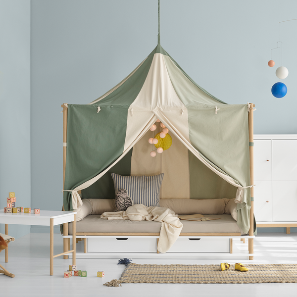 Camp Bed Canopy Circus, green/undyed, Oliver Furniture